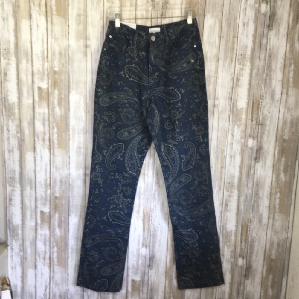 NWT WeWoreWhat Icon Paisley Straight Leg Jeans Night Sky Blue Size 27 - Picture 3 of 7